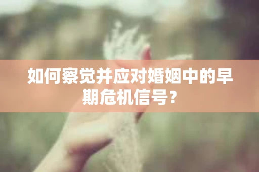 如何察觉并应对婚姻中的早期危机信号？