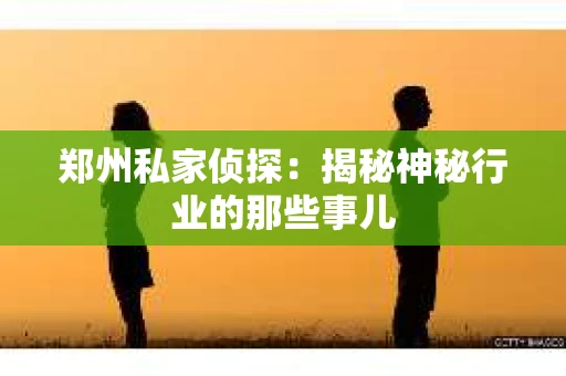 郑州私家侦探：揭秘神秘行业的那些事儿