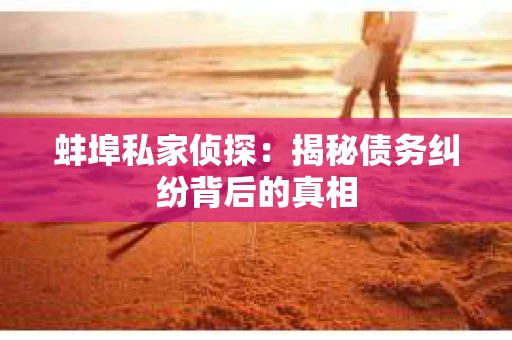 蚌埠私家侦探：揭秘债务纠纷背后的真相